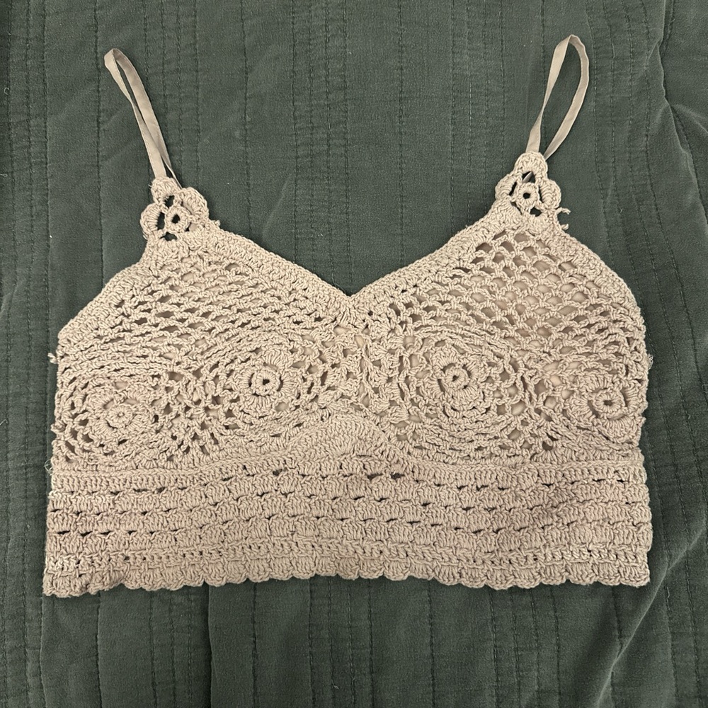 Vintage Cream Crochet Tank Top
